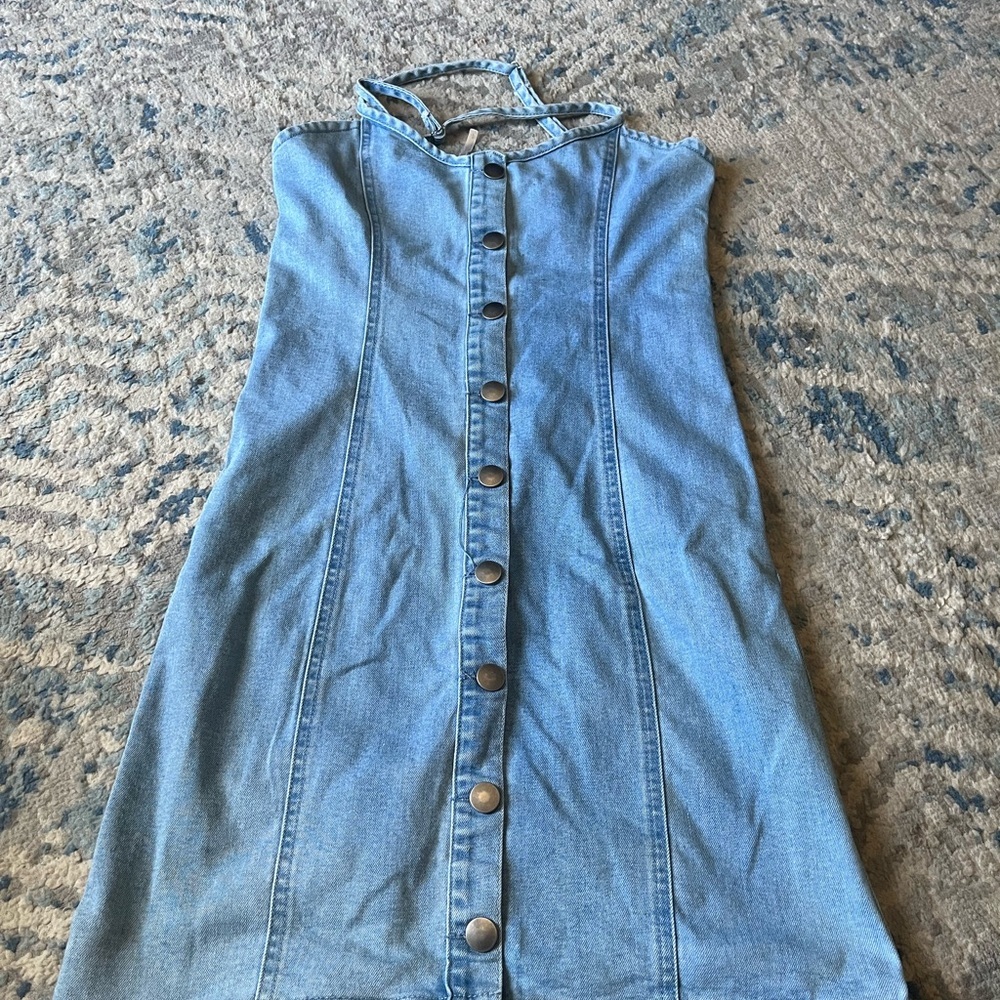 Free people button down Jean dress small - Picture 4 of 4